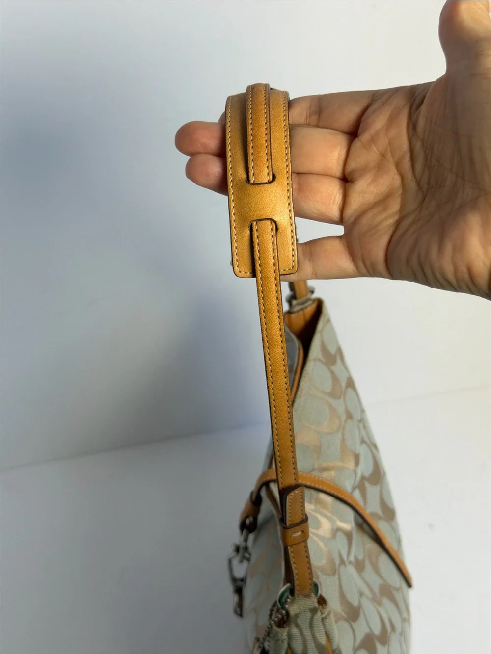 Coach Y2K Hampton Clip Signature Blue/Tan Hobo Shoulder Bag